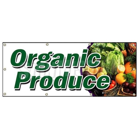 ORGANIC PRODUCE BANNER SIGN Vegetables Fruit Dairy Eggs Milk Bananas